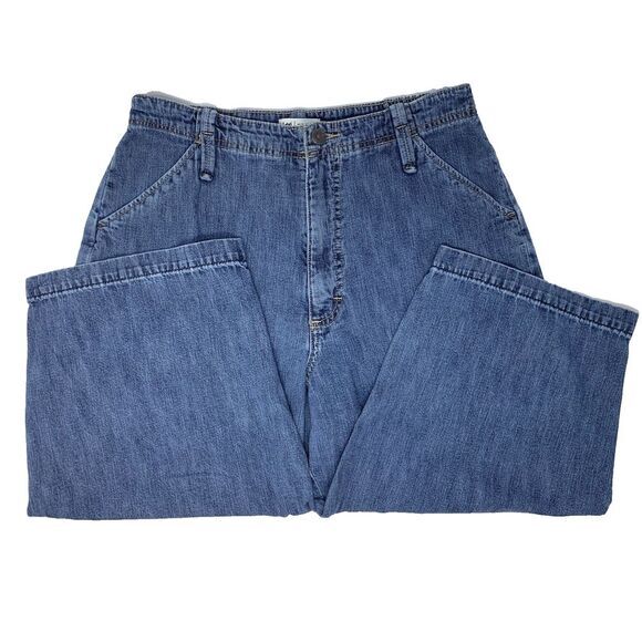 LEE Blue Cotton Denim Stretch Waist Clam Diggers Women's‎ Pants Size 12 Petite - Picture 1 of 7